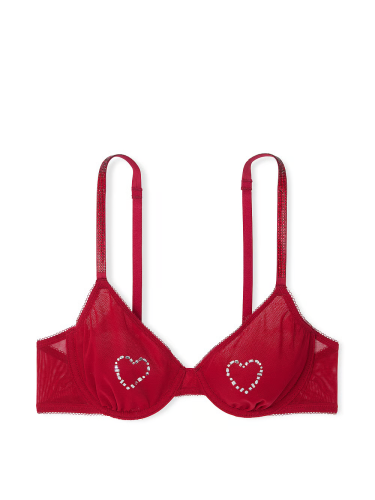 Комплект Sheer Shine Motif Unlined Low-Cut Demi Bra Red Lacquer