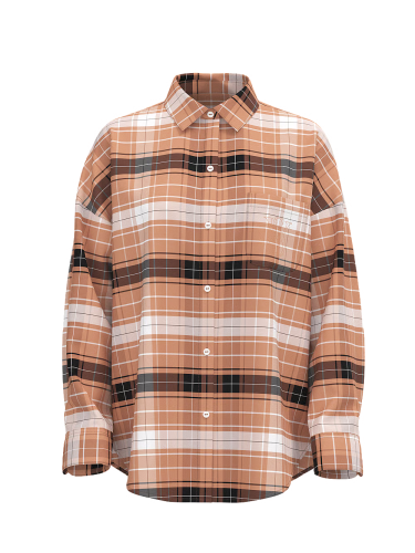 Нічна сорочка Modal-Cotton Button-Front Sleepshirt Toffee/Coconut White Bold Plaid