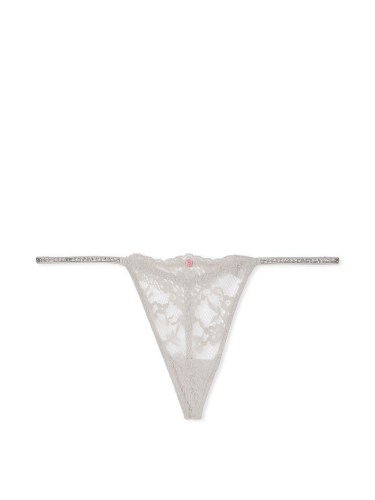 Трусики Shine Strap Lace V-String Panty Silver Pearl