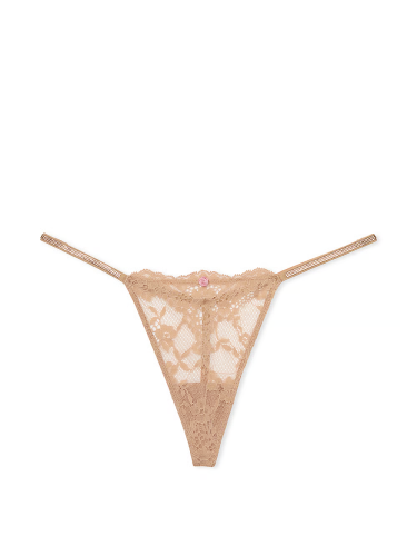 Трусики Shine Strap Lace V-String Panty Praline