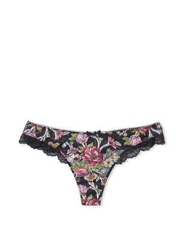 Трусики Dream Angels Floral Embroidery Thong Panty Black