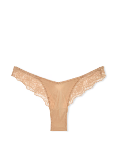 Трусики Rose Lace-Trim High-Leg Thong Panty Praline