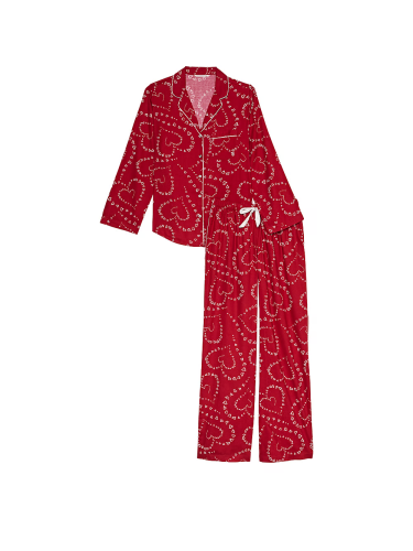 Піжама Flannel Long Pajama Set Red Swirl Heart від Victoria's Secret