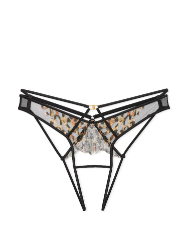 Трусики Very Sexy Leopard Embroidery Crotchless Brazilian Panty