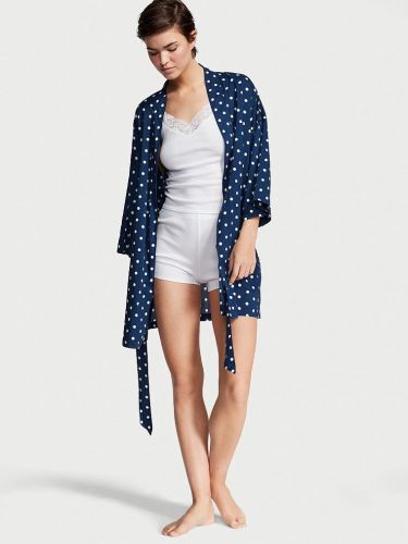 Комплект для сну Lightweight Cotton Three-Piece Robe Academy Blue Dot від Victoria's Secret