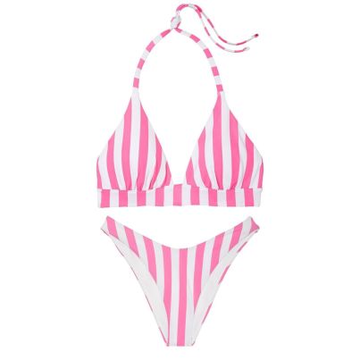 Купальник Victoria's Secret Mix-and-Match Halter Push-Up Pink Cabana Stripe Р