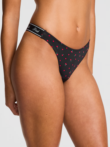 Трусики Logo Micro High-Leg Thong Panty Black Cherry Heart Print