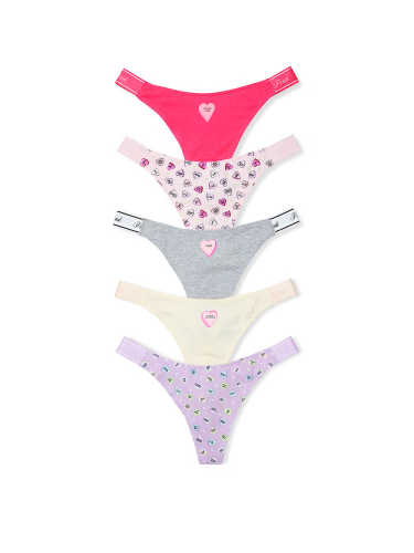 Набір трусиків 5-Pack Logo Cotton High-Leg Thong Panties Forever