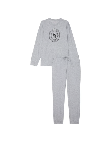 Піжама Cotton Long Pajama Set Medium Heather Grey