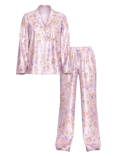 Піжама сатинова Satin Long Pajama Set Violet Floral