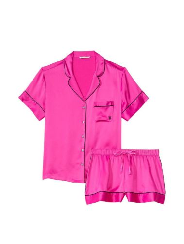 Піжама сатинова Satin Short Pajama Set Fucshia Frenzy