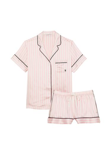 Піжама сатинова Satin Short Pajama Set Pink Stripe Victoria's Secret