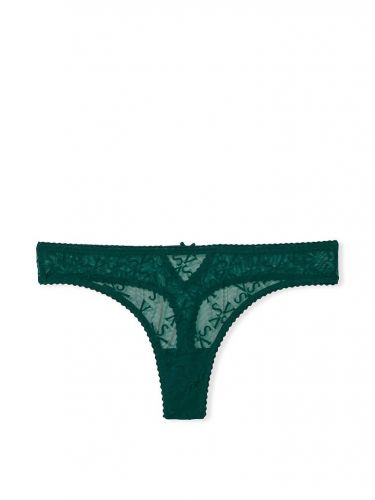 Трусики Logo Mesh Thong Panty Deepest Green Victoria's Secret