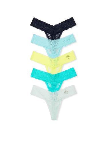 Набір трусиків Victoria's Secret 5-Pack Lace Thong Panties Mix