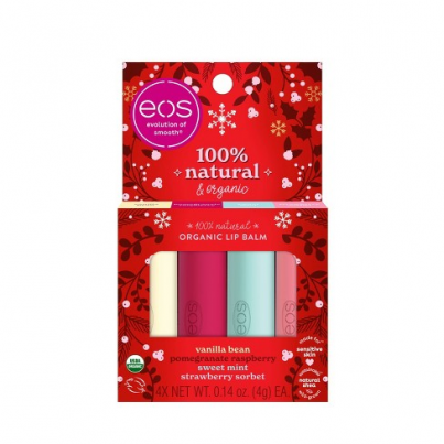 Набір бальзамів 100% Natural & Organic 4-Pack Lip Balm від EOS