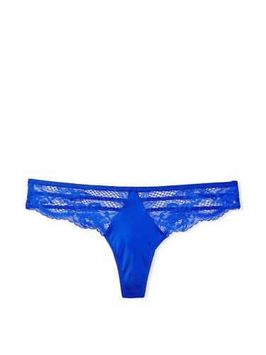 Трусики Victoria's Secret Lacie-Trim Thong Panty Blue Oar