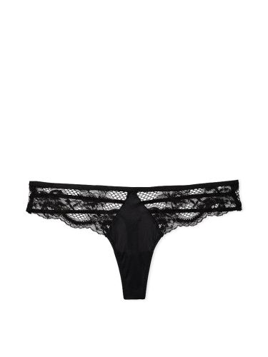 Трусики Victoria's Secret Lacie-Trim Thong Panty Black