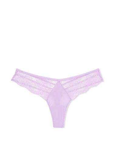 Трусики Victoria's Secret Lacie-Trim Thong Panty Silky Lilac