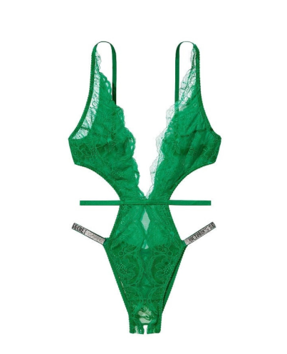 Боді Bombshell Shine Strap Crotchless Teddy Green