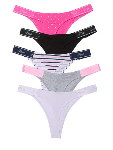 Набір трусиків 5-Pack Logo Cotton High-Leg Thong Panties Mix N