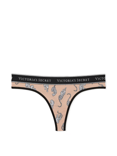 Трусики Victoria's Secret Logo Cotton Thong Panty Leopards