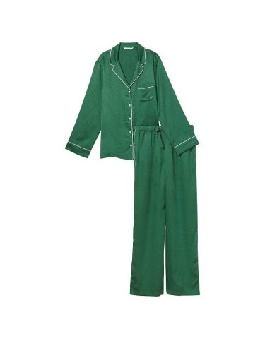 Піжама сатинова Satin Long Pajama Set Grass Palm