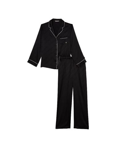 Піжама сатинова Satin Long Pajama Set Black