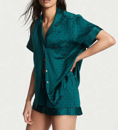 Піжама сатинова Satin Short Pajama Green Dot