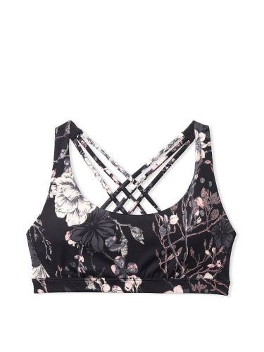 Спортивний топ Strappy Back Light Impact Sports Bra Black Flowers