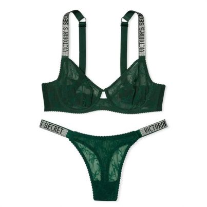 Комплект The Fabulous Full Cup Bra Green & Thong Panty від Victoria's Secret