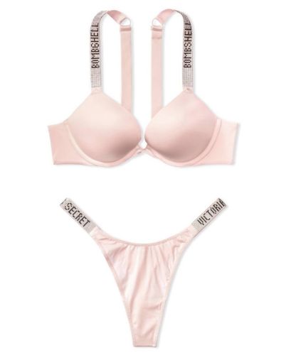 Комплект Very Sexy Bombshell Add-2-cups Shine Strap Push-up Bra & Thong Pink від Victoria's Secret