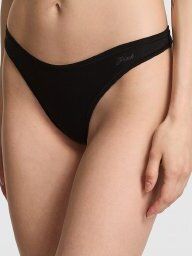 Трусики Cotton High-Leg Thong Panty Black