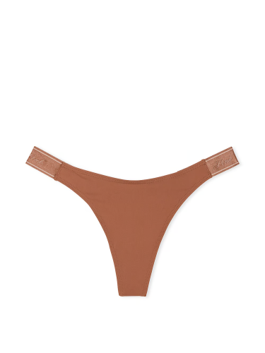 Трусики Victoria's Secret Pink Logo Micro High-Leg Thong Panty Caramel