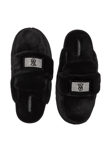 Домашні тапочки Closed Toe Faux Fur Slipper Black Bling