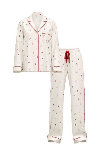 Піжама Flannel Long Pajama Set Coconut White Skiers