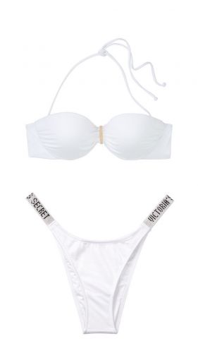 Купальник Victoria's Secret Ventanas Bandeau Push-Up White 34C+M