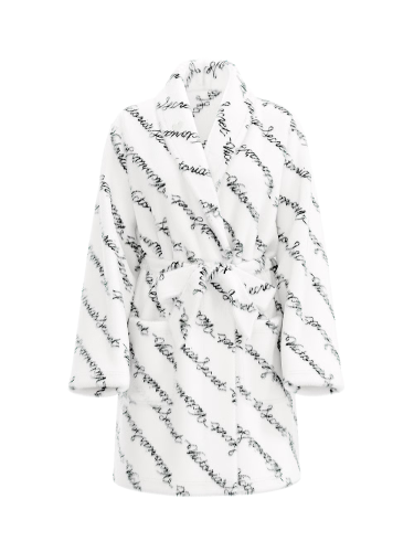 Плюшевий халат Short Cozy Robe Coconut White Ribbon Script