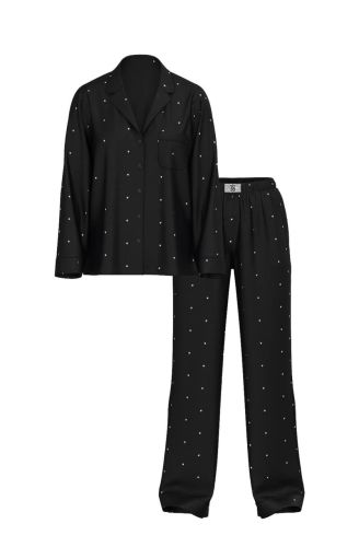 Піжама сатинова Glazed Satin Dew Drop Long Pajama Set Black