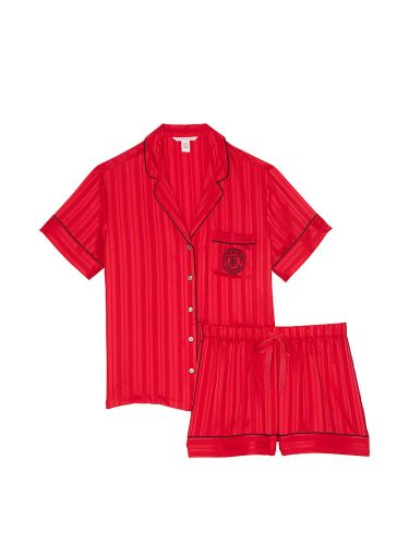 Піжама сатинова Satin Short Pajama Set Red Stripe