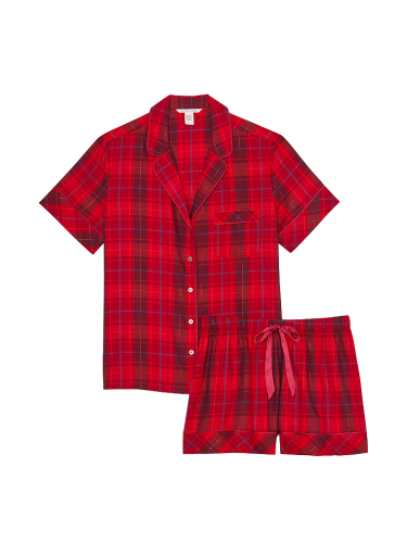 Піжама Flannel Short Pajama Set Red Laquer Plaid