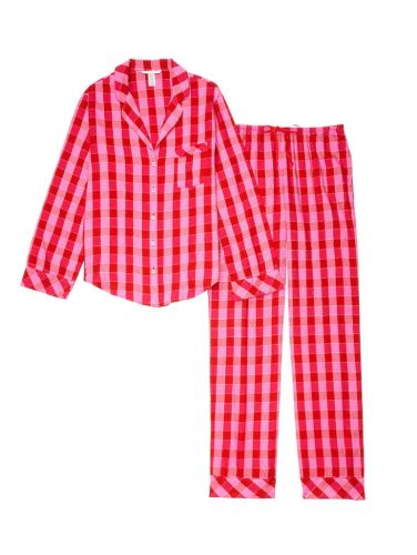 Піжама Flannel Long Pajama Set Pink Plaid