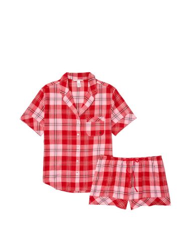 Піжама Flannel Short Pajama Set Pink-Red Big Plaid