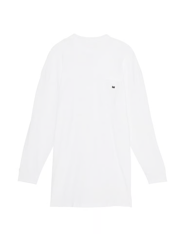 Нічна сорочка Cotton Long-Sleeve Pocket Sleep Tee White