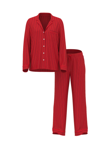 Піжама Flannel Long Pajama Set Red Lacquer/Lipstick Yd Stripe