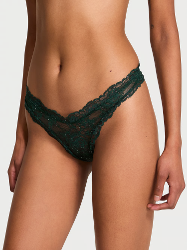 Трусики Rose Lace Shimmer High-Leg Thong Panty Cilantro