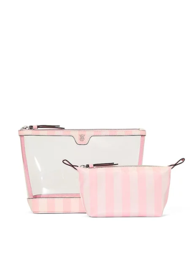 Косметичка 2-Piece Makeup Bag Pink Stripe