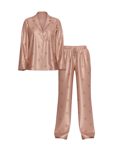 Піжама сатинова Glazed Satin Long Pajama Set Beige