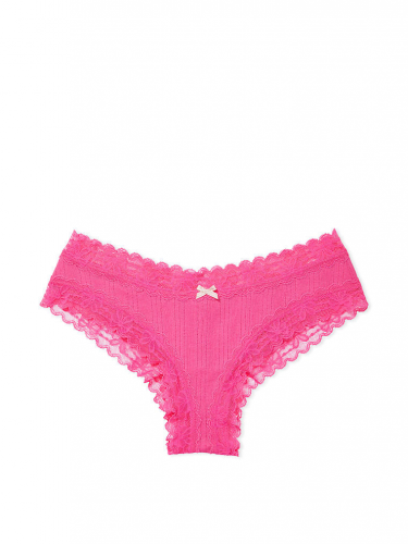 Трусики Lace Waist Cotton Cheeky Pink Fever Victoria's Secret