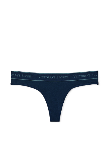 Трусики Victoria's Secret Logo Cotton Thong Panty Blue