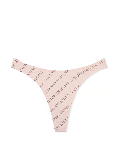 Трусики Stretch Cotton High-Leg Thong Panty Purest Pink Logo Victoria's Secret